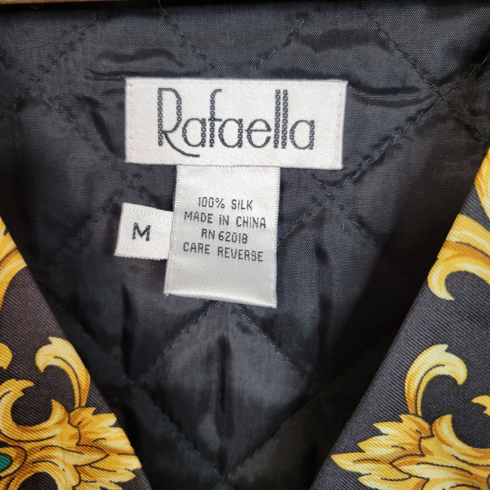 Vintage 1990s Rafaella Silk Scarf Print Vest M Red Gold Equestrian RS7559B - Picture 4 of 13